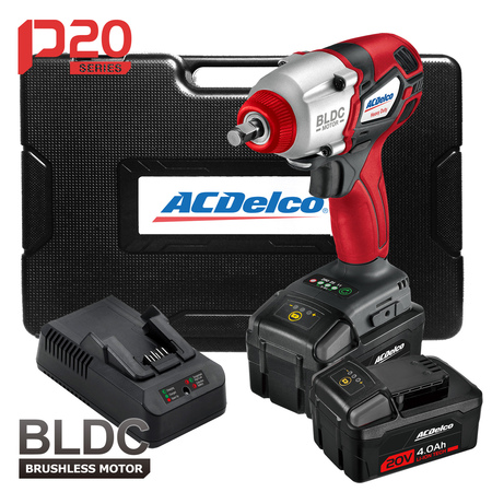 ACDELCO P20 BLDC 3/8" Impact Wrench Kit, ETC 430 ft-lbs, 2-Battery Kit ARI20138A1-3